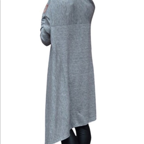 Drawstring hoodie high low hem. - Picture 3 of 11